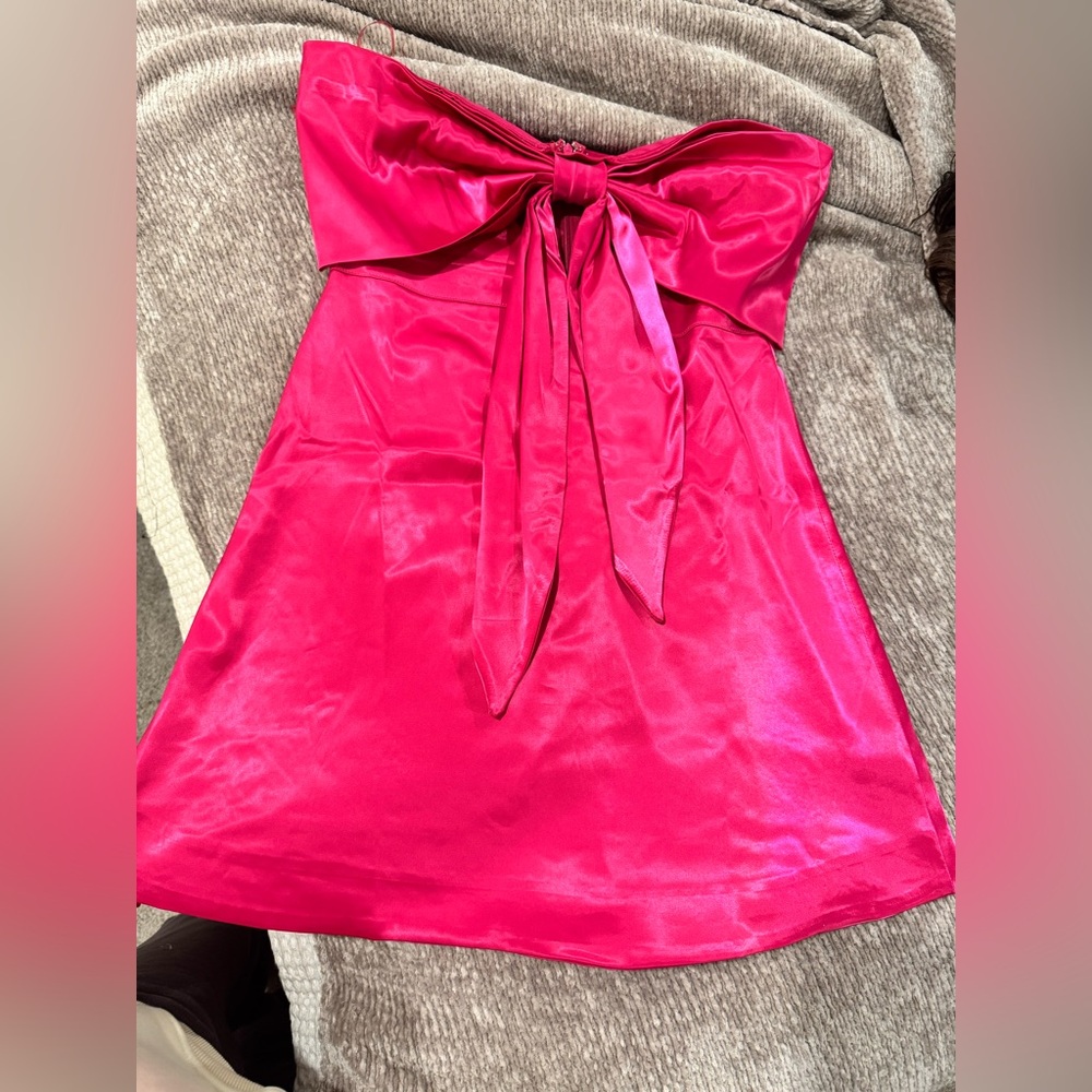 Fashion Nova Vibrant Pink Strapless Dress